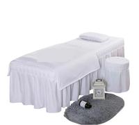 coprilettino estetica 4 pezzi Set biancheria da letto for salone di bellezza Lenzuola spesse Copriletto Fumigazione Massaggio Spa Federa copripiumino(WHITE,180x60cm)