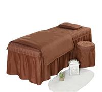 coprilettino estetica 4 pezzi Set biancheria da letto for salone di bellezza Lenzuola spesse Copriletto Fumigazione Massaggio Spa Federa copripiumino(Brown,180x60cm)