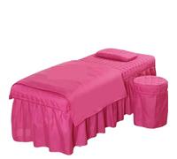 coprilettino estetica 4 pezzi Set biancheria da letto for salone di bellezza Lenzuola spesse Copriletto Fumigazione Massaggio Spa Federa copripiumino(Red,190x70cm)