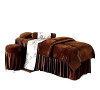 coprilettino estetica Set di biancheria da letto 4 pezzi for salone bellezza, massaggi, spa, set copripiumino con gonna e inserto(Brown,190x75)