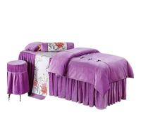 coprilettino estetica Set di biancheria da letto 4 pezzi for salone bellezza, massaggi, spa, set copripiumino con gonna e inserto(Purple,190x80)