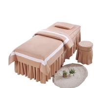 coprilettino estetica Set di biancheria da letto for salone bellezza 4 pezzi, stile semplice, massaggio spa, uso copripiumino, gonna, set King Queen(Khaki,60x180cm)