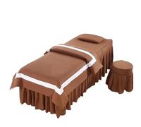 coprilettino estetica Set di biancheria da letto for salone bellezza 4 pezzi, stile semplice, massaggio spa, uso copripiumino, gonna, set King Queen(Brown,70x180cm)