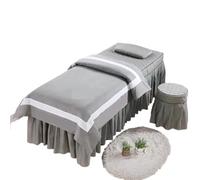 coprilettino estetica Set di biancheria da letto for salone bellezza 4 pezzi, stile semplice, massaggio spa, uso copripiumino, gonna, set King Queen(Grey,80x190cm)