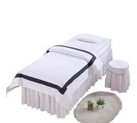 coprilettino estetica Set di biancheria da letto for salone bellezza 4 pezzi, stile semplice, massaggio spa, uso copripiumino, gonna, set King Queen(White,70x180cm)