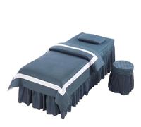 coprilettino estetica Set di biancheria da letto for salone bellezza 4 pezzi, stile semplice, massaggio spa, uso copripiumino, gonna, set King Queen(Blue,80x190cm)