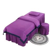 coprilettino estetica Set di biancheria da letto for salone bellezza 4 pezzi, stile semplice, massaggio spa, uso copripiumino, gonna, set King Queen(Purple,80x190cm)