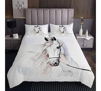 copriletto 3D per Cavalli al Galoppo,copriletto Motivo Animali Selvatici,Set di Trapunta in Fauna Selvatica,per la Camera da Letto,3 Pezzi,240x220cm