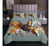 copriletto 3D per cavalli al galoppocopriletto set di trapunta per destrieri selvatici con animali selvaticiper la fattoriatrapuntata2 pezzi per letto 170X230cm