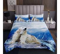 Copriletto a forma di orso polare3Dmotivo animali selvaticiorso polareset di trapunta in fauna selvaticaper camera da letto2 pezzi per letto 170X230cm