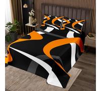Copriletto astratto nero arancione grigio scuro bianco a righe trapunta king geometrico strisce set per bambini ragazzi adulti uomini moderno moda biancheria da letto set decorazione camera 3 pezzi