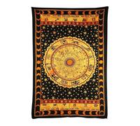 Copriletto Astrologia Indiana Mandala Appendiabiti da Parete Doppio Cotone Ar...