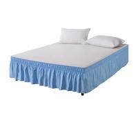 Copriletto avvolgente per letto Full, lenzuolo con volant copriletto misura Queen (Celeste, Full)