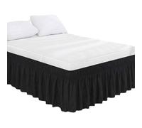 Copriletto avvolgente per letto matrimoniale e queen size, lenzuolo con balza copriletto queen size (nero, queen)