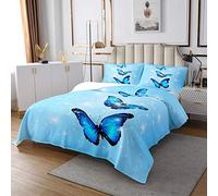 Copriletto con farfalle blu stampa farfalle blu set trapunta e ragazze donne volanti farfalla copertura 3D animale trapuntato da letto 2 pezzi 170X230cm
