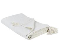 Copriletto con frange Cotone decorativo 150 x 200 cm Bianco sporco Lindula