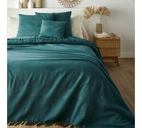 Copriletto con frange cotone, Nedo Blu 180 x 230 cm