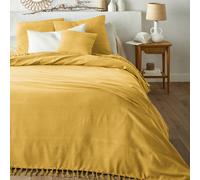 Copriletto con frange cotone, Nedo Giallo 230 x 250 cm