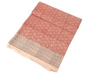 Copriletto con Stampa a Blocchi, Copriletto per Divano Letto, Applique Fatte a Mano, Sciarpa da Parete - Design 2, Rosso, Cotone, Dimensioni: Doppio 225x275 cm, Copriletti con Stampa a Blocchi