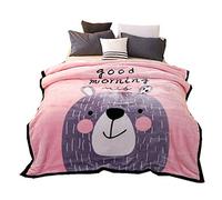 Copriletto Coperta Raschel Super Morbida ad Alta Densità Letto/Divano/Auto/Viaggio/Campeggio, Facile da Trasportare,Scelte Multiple,Caldo e Confortevole (Orso Carino, 200x230 cm)