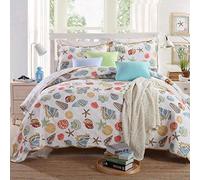 Copriletto Copriletti Trapuntato Multiuso Bedspread In Stile Marinaro Con Motivo Conchiglia A Colori Stampato Bed Cover Con 2 Federe 50X70Cm Trapunta Sottile Estiva Fresca Lavabile,230X250CM