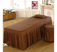 Copriletto da Massaggio con Foro per Il Viso, Coprilenzuolo Lavabile Copriletto da Massaggio di Bellezza Copriletto Spa con Gonna Avvolgente A Tutto Tondo per Lettino da Ma, Coffee, 70 * 190cm
