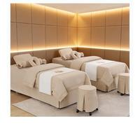 Copriletto da massaggio in lino di cotone a 4 pezzi di alta qualità, biancheria per salone di bellezza addensata, lenzuolo per fumigazione resistente alle r Beige Square bedside 180*60cm(70.8*23.6in)