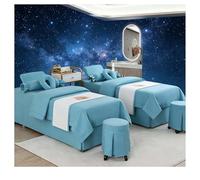 Copriletto da massaggio in lino di cotone a 4 pezzi di alta qualità, biancheria per salone di bellezza addensata, lenzuolo per fumigazione resistente al Sky Blue Square bedside 190*70cm (74.8*27.5in)