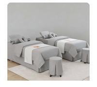 Copriletto da massaggio in lino di cotone spesso e morbido, biancheria da letto per salone di bellezza, resistente alle rughe, in 4 pezzi, copriletto spa grigio. Square bedside 185*70cm (72.8*31.5in）