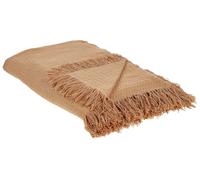 Copriletto decorativo con frange in cotone 220 x 240 cm Marrone Yerbent