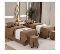 Copriletto di bellezza 4 pezzi Set di biancheria da letto per salone di bellezza Lenzuola spesse Lenzuola Copriletto Fumigazione Massaggio Spa Federa S Dark Brown Square bedside 180*60cm(70.8*23.6in)