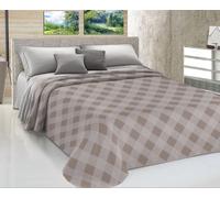 COPRILETTO ESTIVO LOVELY QUADRI BEIGE PIQUET COTONE Made in Italy