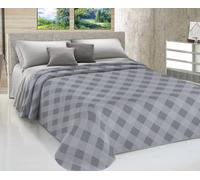 COPRILETTO ESTIVO LOVELY QUADRI GRIGIO PIQUET COTONE Made in Italy