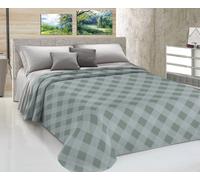 COPRILETTO ESTIVO LOVELY QUADRI VERDE PIQUET COTONE Made in Italy