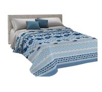 COPRILETTO ESTIVO MATRIMONIALE MARE PESCETTI BLU PIQUET DI COTONE