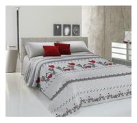 COPRILETTO ESTIVO SINGOLO GATTINI LOVE CUORE BEIGE PIQUET DI COTONE