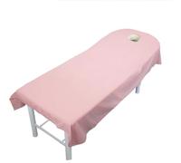 Copriletto for salone di bellezza in poliestere tinta unita, comodo copriletto for massaggio corpo SPA, lenzuola con foro for il respiro rotondo(Pink,120x190cm NO Hole)