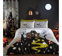 Bedlam Copriletto Halloween Casa Infestata Singolo (140 x 200cm) - Copriletto Luminoso al Buio - Casa Infestata - Decorazioni Halloween - Tenda Abbinata Disponibile