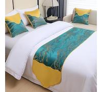 Copriletto, Hotel Bed Runner Asciugamano End Sciarpa di alta qualità Luce Lusso Moderno Minimalista Camere da letto Letto Decro Getta con federa e imbottitura abbinata(Green1,50*260cm for 200cm bed)