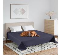 Copriletto impermeabile e traspirante, in microfibra spazzolata + TPU, per letto matrimoniale, antigraffio, lavabile, coperta protettiva per cani, gatti e bambini (colore blu navy, 230 x 250 cm)