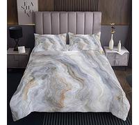 Copriletto in Marmo Stampato per Donne e Uomini Motivo Marmo Set Chic Grigio Astratto Arte Trapuntata copriletto per Ragazze Moderno in Marmo Trapuntato 3 Pezzi di Biancheria da Letto260x240cm
