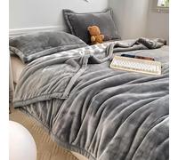 Copriletto in pelliccia sintetica, Pile corallo a righe blu, morbido e confortevole, universale for tutte le stagioni(Gray 1,200 * 230cm)