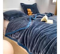 Copriletto in pelliccia sintetica, Pile corallo a righe blu, morbido e confortevole, universale for tutte le stagioni(Blue 1,200 * 230cm)