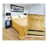 Copriletto jacquard letto estivo misto cotone cerchi giallo Made In Italy