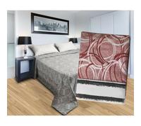 Copriletto jacquard letto estivo misto cotone cerchi mattone Made In Italy
