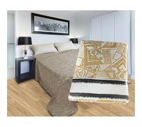Copriletto jacquard letto estivo misto cotone geometrico giallo Made In Italy