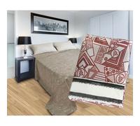 Copriletto jacquard letto estivo misto cotone geometrico mattone Made In Italy