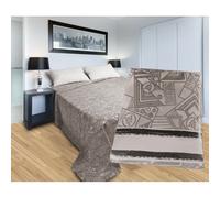 Copriletto jacquard letto estivo misto cotone geometrico tortora Made In Italy