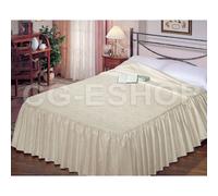 Copriletto leggero con volant classico primaverile estate damasco fiori beige