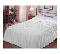 Copriletto leggero con volant classico primaverile estate damasco fiori bianco